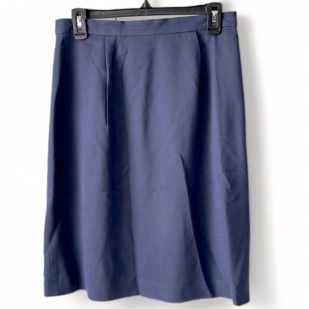 Lands’ End Women’s Silk & Wool Blend Pencil Skirt | Navy Blue | Size Petite 10
